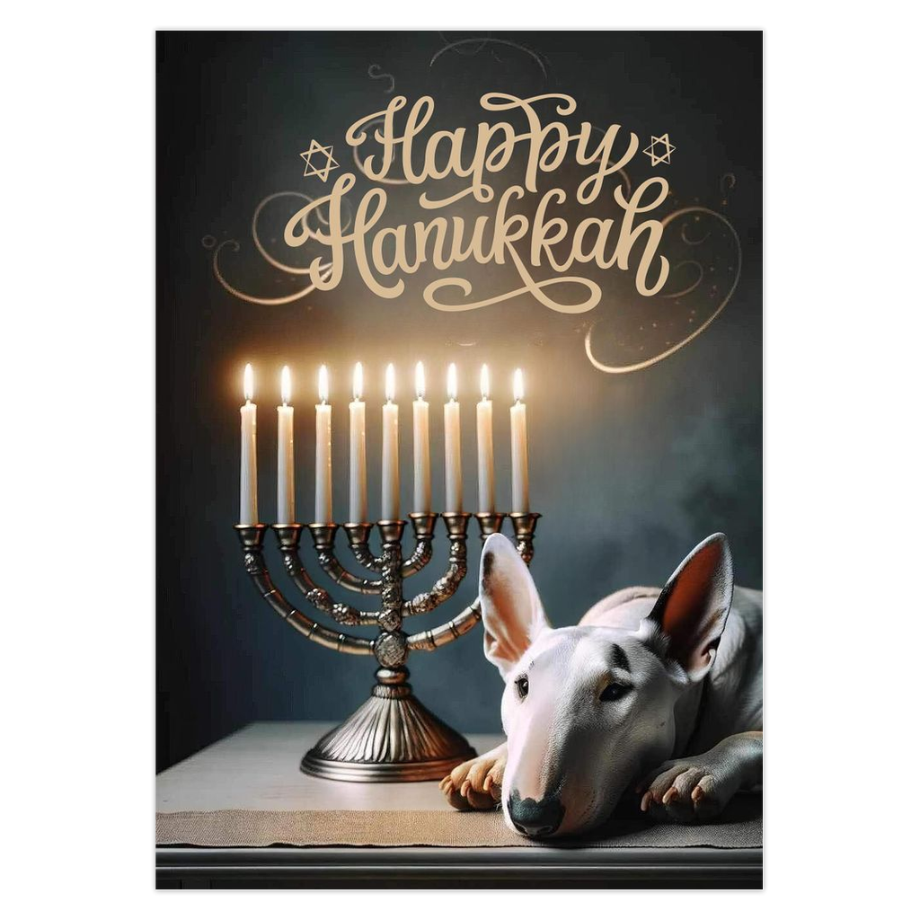 Bullterrier Happy Hanukkah Pack of 10 cards  Pack of 10 Cards with envelopes SPEND £100 for free Shipping - gootan