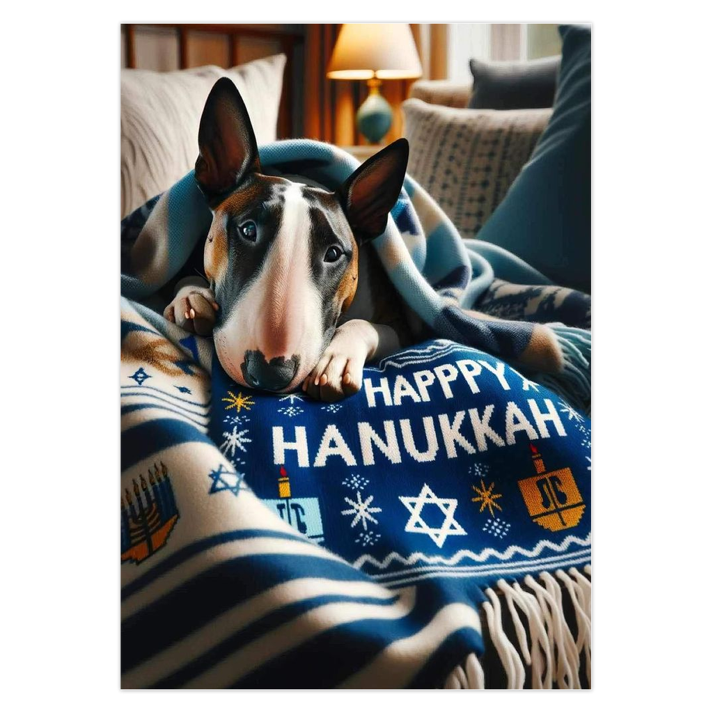 Bullterrier Happy Hanukkah Pack of 10 cards  Pack of 10 Cards with envelopes SPEND £100 for free Shipping - gootan