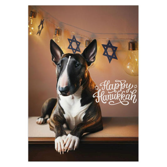 Bullterrier Happy Hanukkah Pack of 10 cards  Pack of 10 Cards with envelopes SPEND £100 for free Shipping - gootan